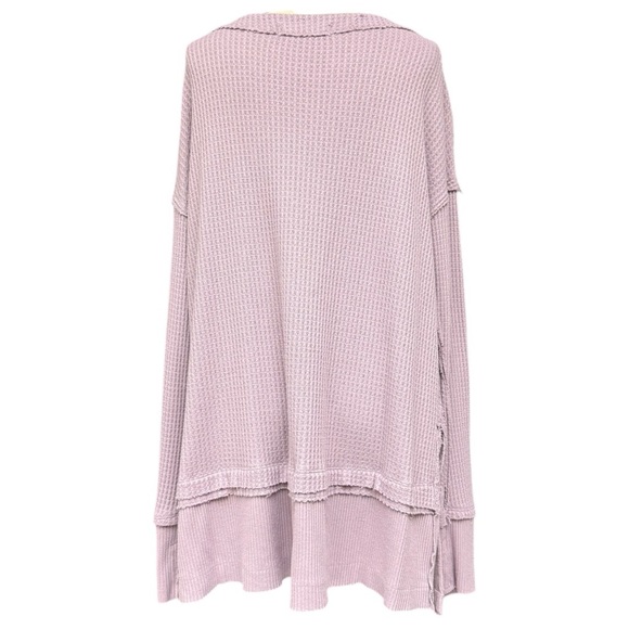 Free People We The Free North Shore Thermal Top Lilac Waffle Knit Medium EUC - Picture 5 of 9